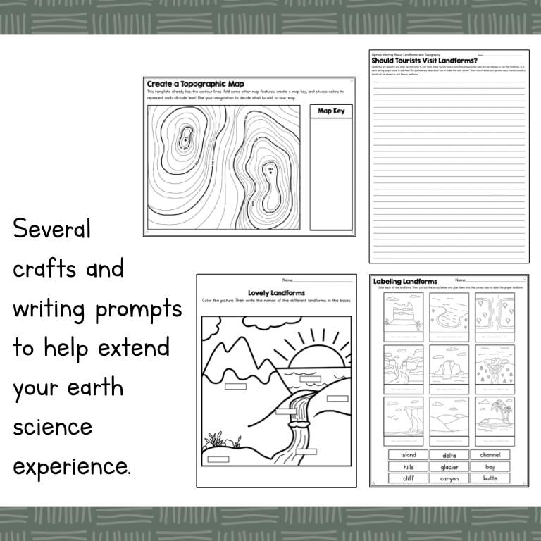 Landforms and Topography Unit Study Printable Earth Science Worksheets ...