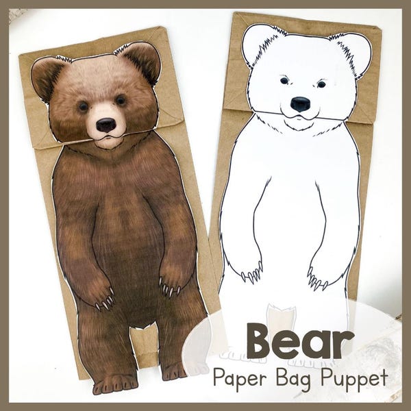 Bear Puppet Printable Etsy Bear Puppet Printable Etsy