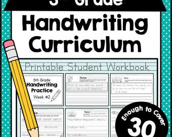 5th GRADE HANDWRITING Curriculum PDF - 30 Weeks of Printable Writing Worksheets - Homeschool Letter and Sight Word Practice Pack