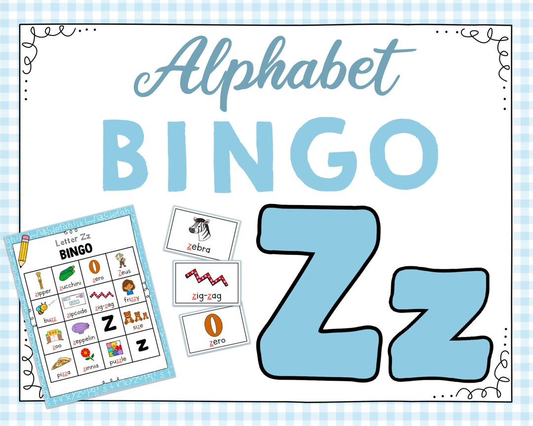 Letter Z Bingo Game Etsy