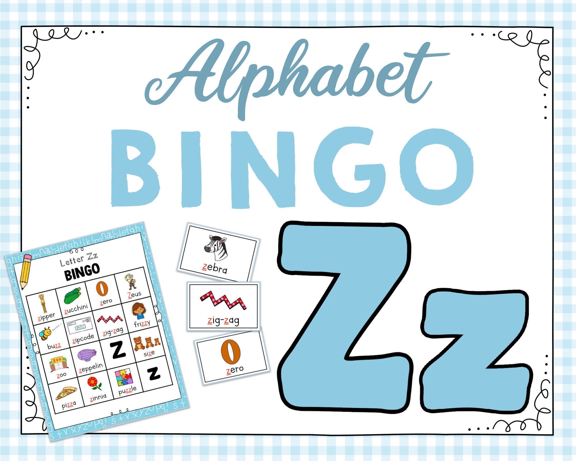 letter z bingo game etsy