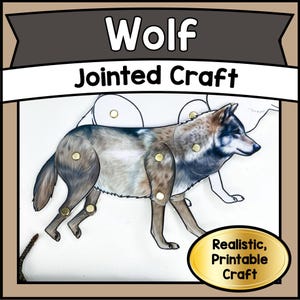 Printable WOLF Puppet Craft Template | DIY Articulated Wildlife PDF | Kids Creative Play & Educational Project