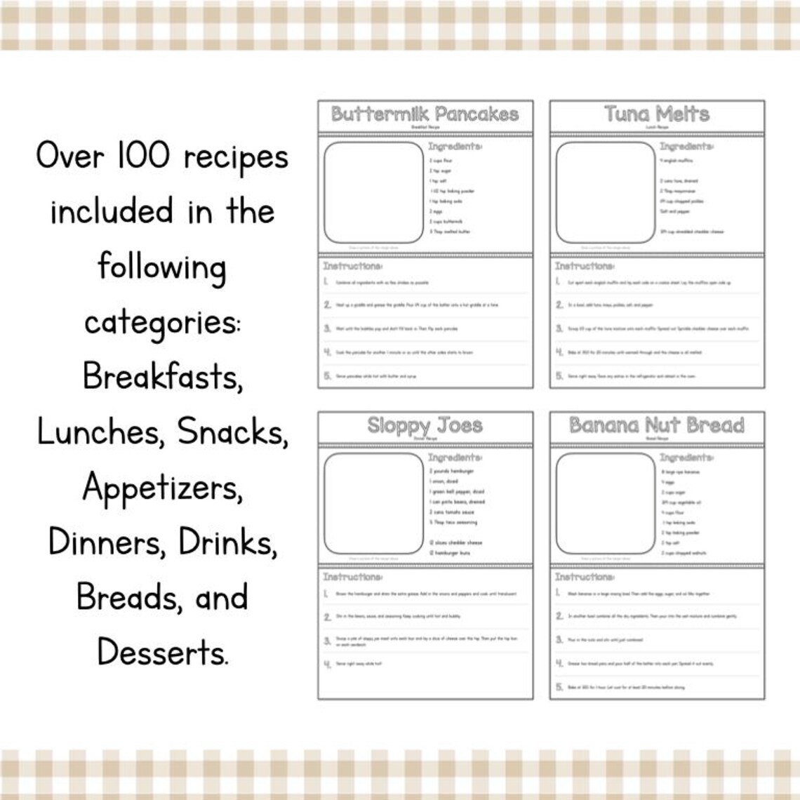 PDF Kids Cookbook Printable • Easy Kids Recipes • Classroom or ...