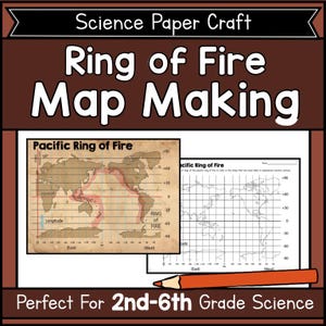 Creación de mapas del Anillo de Fuego, manualidad práctica sobre vulcanología, actividad de geología, lección sobre placas tectónicas