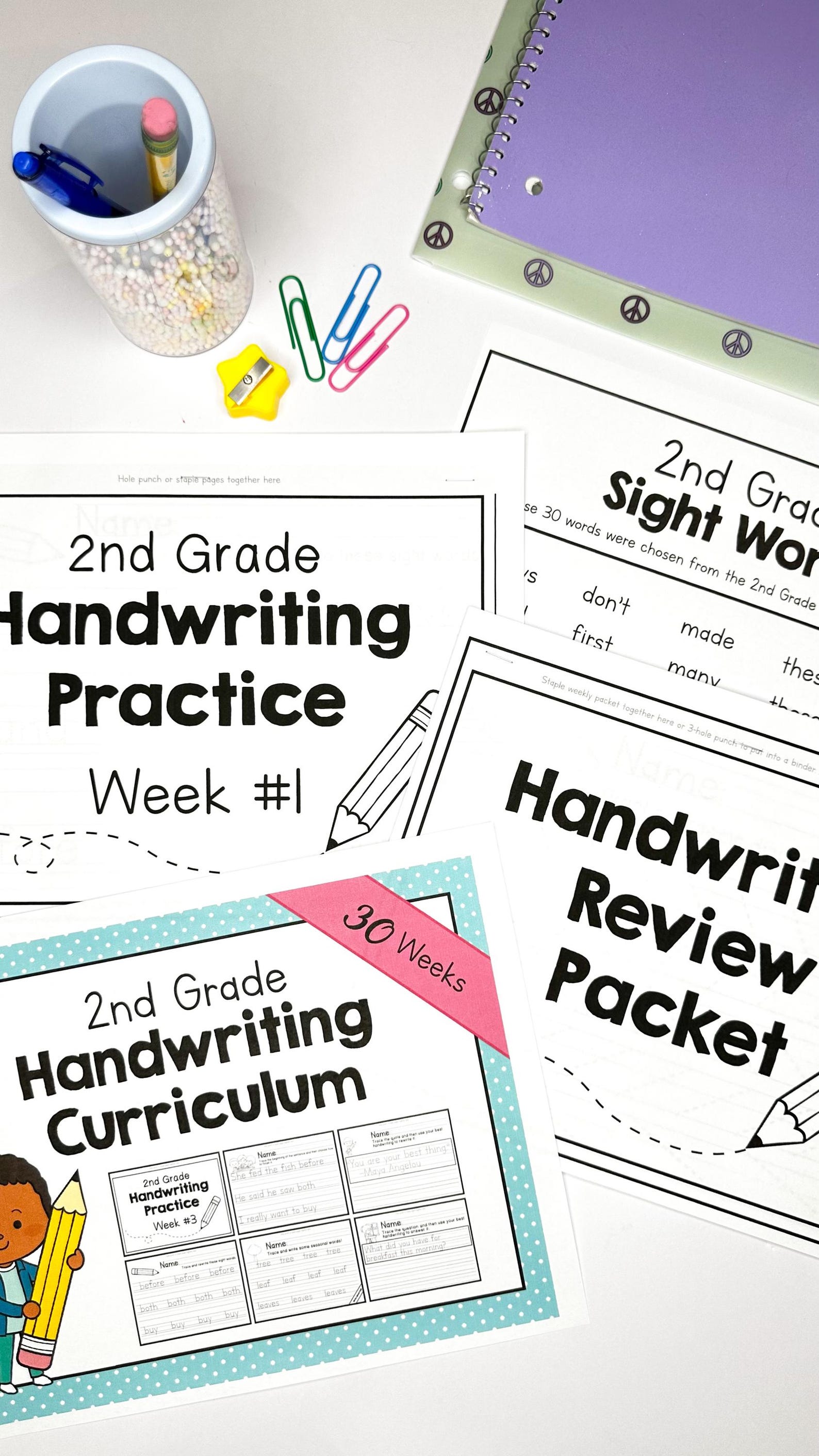 2nd GRADE HANDWRITING Curriculum PDF - 30 Weeks of Printable Writing