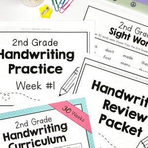 2nd GRADE HANDWRITING Curriculum PDF - 30 Weeks of Printable Writing Worksheets - Homeschool Letter and Sight Word Practice Pack image 3