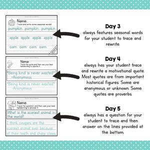 2nd GRADE HANDWRITING Curriculum PDF - 30 Weeks of Printable Writing Worksheets - Homeschool Letter and Sight Word Practice Pack image 5