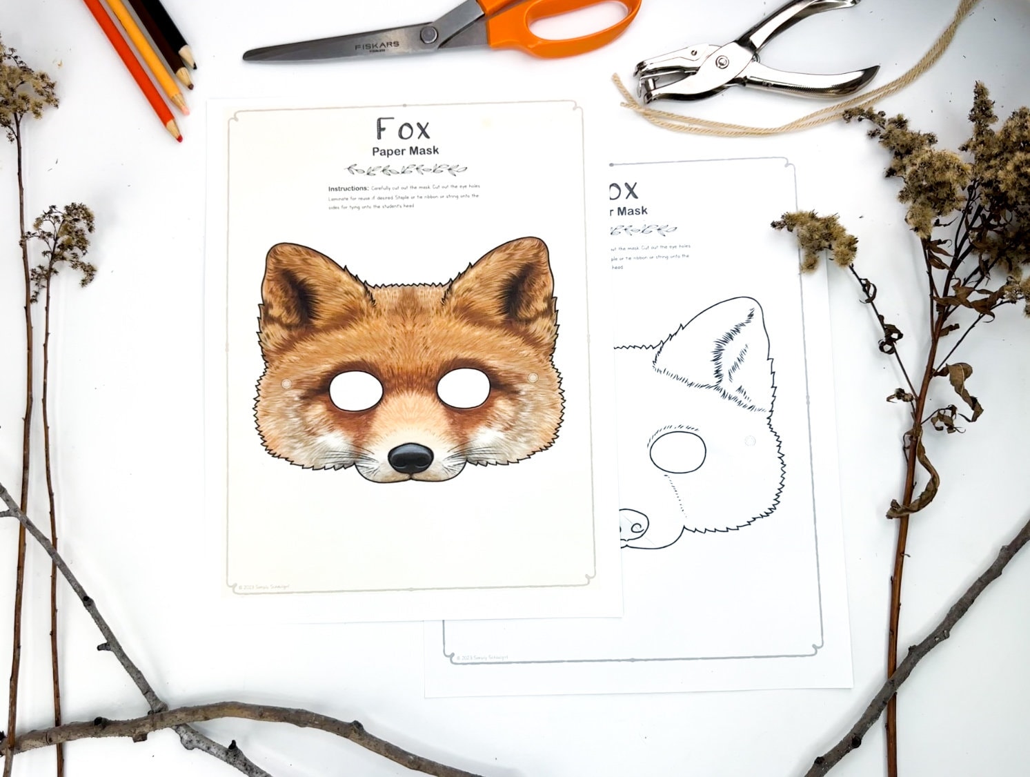 Printable Box Mask Printable FOX Mask Craft Template | DIY Paper Animal Project PDF ...