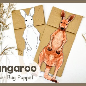 DIY Kangur Puppet Printable | Zabawny szablon do robienia toreb papierowych | Łatwy zestaw do robienia kukiełek dla przedszkolaków | Edukacyjna zabawa i zabawa na przyjęciu urodzinowym