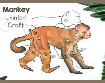 Monkey Jointed Paper Craft | Fun Articulated Animal Assembly | Easy Print And Cut Activity | Instant Downloadable Animal Craft Template