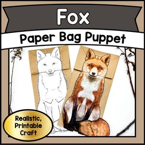 Printable FOX Paper Bag Puppet Template PDF | Fun DIY Animal Craft for Kids | Preschool & Classroom Activity