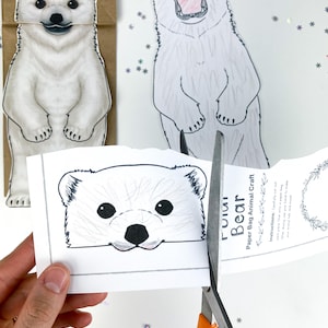 Printable Polar Bear Paper Bag Puppet Craft Kit | DIY ARCTIC Animal Template PDF | Kids Winter Craft & Educational Art Activity image 6