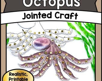Druckbare artikulierte DIY Oktopus Bastelvorlage | Gelenk Meerestier Puppe PDF | Kids Ocean Life Projekt & Aktivitäten im Klassenzimmer