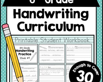 6th GRADE HANDWRITING Curriculum PDF - 30 Weeks of Printable Writing Worksheets - Homeschool Letter and Sight Word Practice Pack
