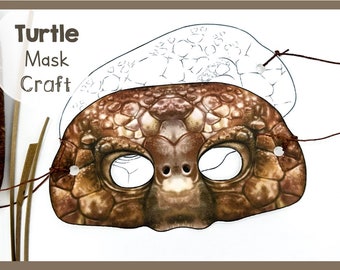 Printable Turtle Mask Template | Ocean Animal Masks Template | Instant Download Birthday Party Favor | Diy Turtle Animal Paper Craft