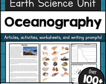 Oceanography Unit Study Printable • Marine Science Worksheets, Posters & Activities PDF • Ocean Zones, Currents, Food Chains + STEM PDF