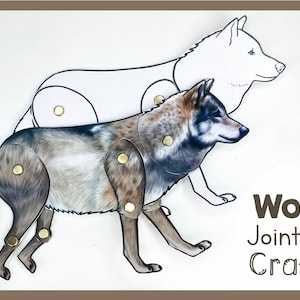 Artigianato di animali articolati di lupo / Lupo articolato di facile assemblaggio / Kit di carta per amanti della natura / Modello di artigianato sulla fauna selvatica / Crea un lupo mobile