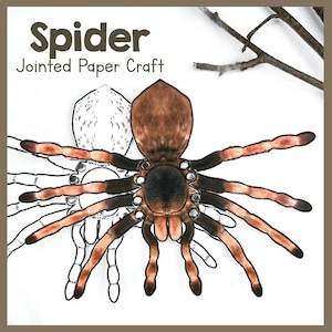 Printable Articulated Spider Puppet Craft Kit: Educational Activity (PDF Download