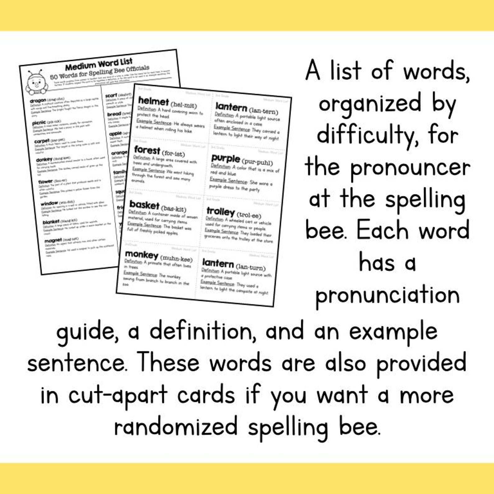 4th GRADE SPELLING Bee Word List PDF – Everything You Need to Host a ...