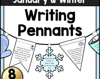 January and Winter Self-Writing Printable Pennant Flag Download, Kids School Classroom Pennant Blank, January Bulletin Board Banners Decor