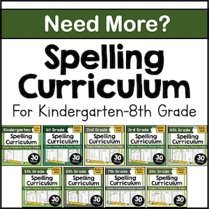 6th GRADE SPELLING Curriculum Printable - 30 Weeks of Printable ...