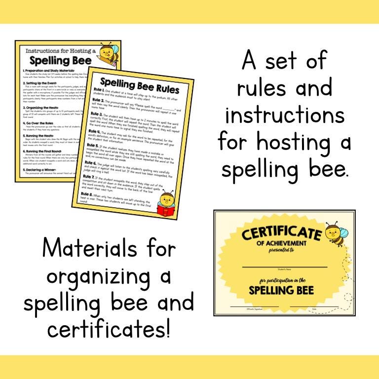 4th GRADE SPELLING Bee Word List PDF – Everything You Need to Host a ...
