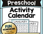 Preschool Activity Calendar Printable, Kindergarten Prep Daily Homework Planner, Homeschool Learning Schedule PDF, Kids Activity Checklist