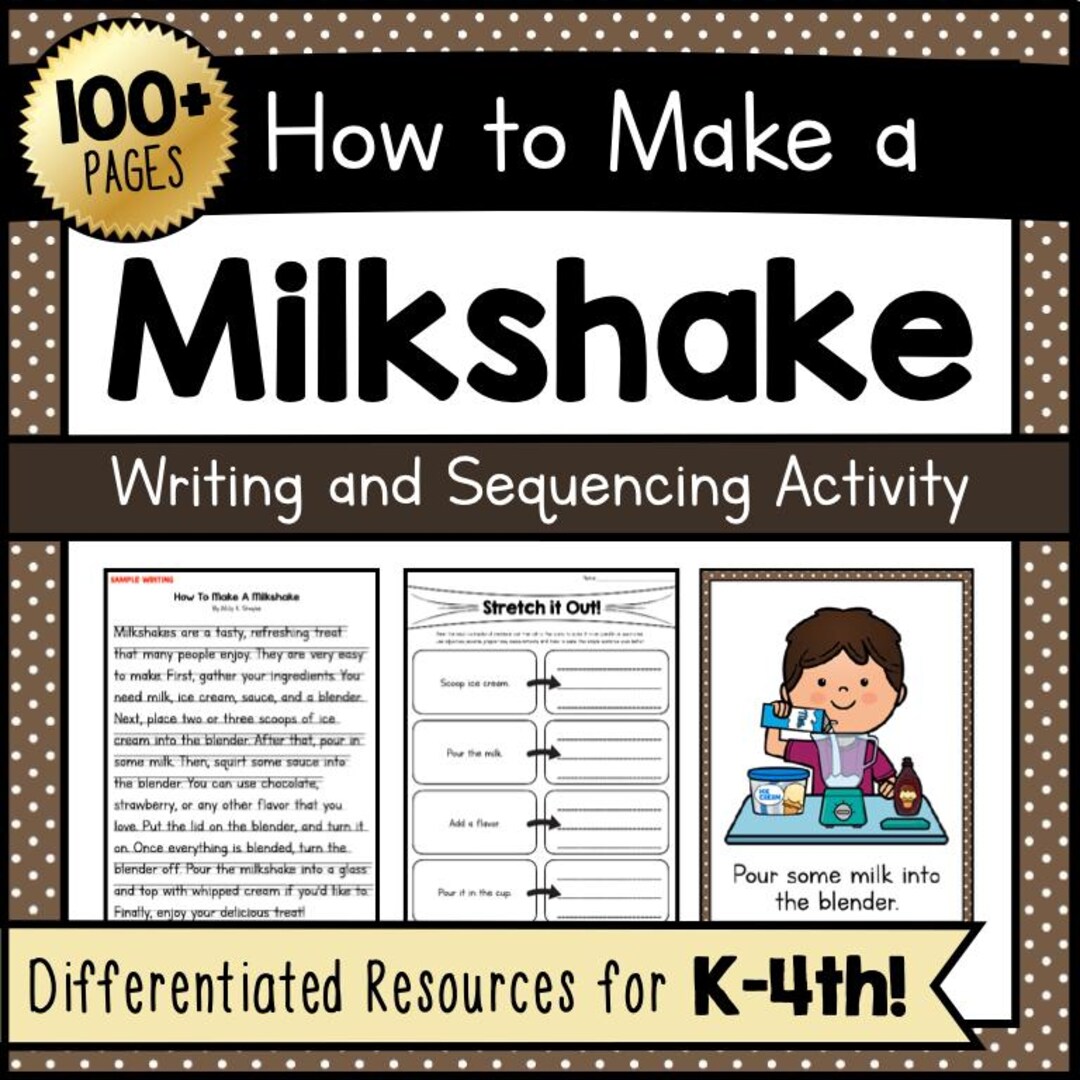 How to Make Milkshake, Procedural Paragraph Writing Worksheets, K-4th ...