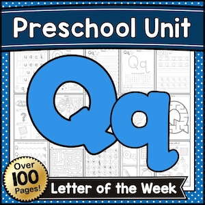 幼稚園児向けQの文字アクティビティ - アルファベットの楽しい週の文字パケット - トレース、フォニックス、工作、ゲーム - 細かい運動能力を養うPDF