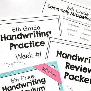 6th GRADE HANDWRITING Curriculum PDF - 30 Weeks of Printable Writing ...