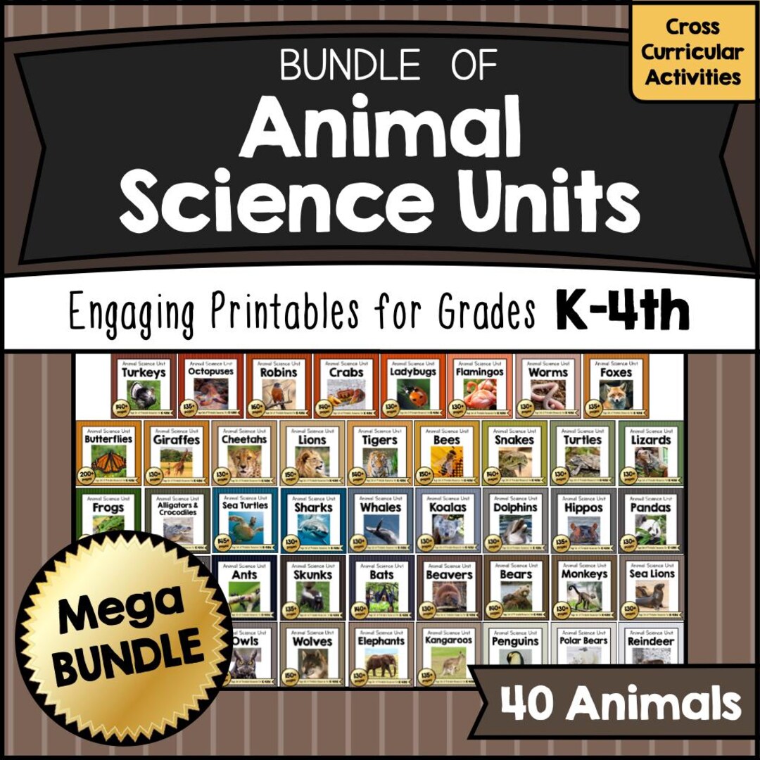 MEGA BUNDLE 40 Animals Study Unit Learning Writing & Reading ...