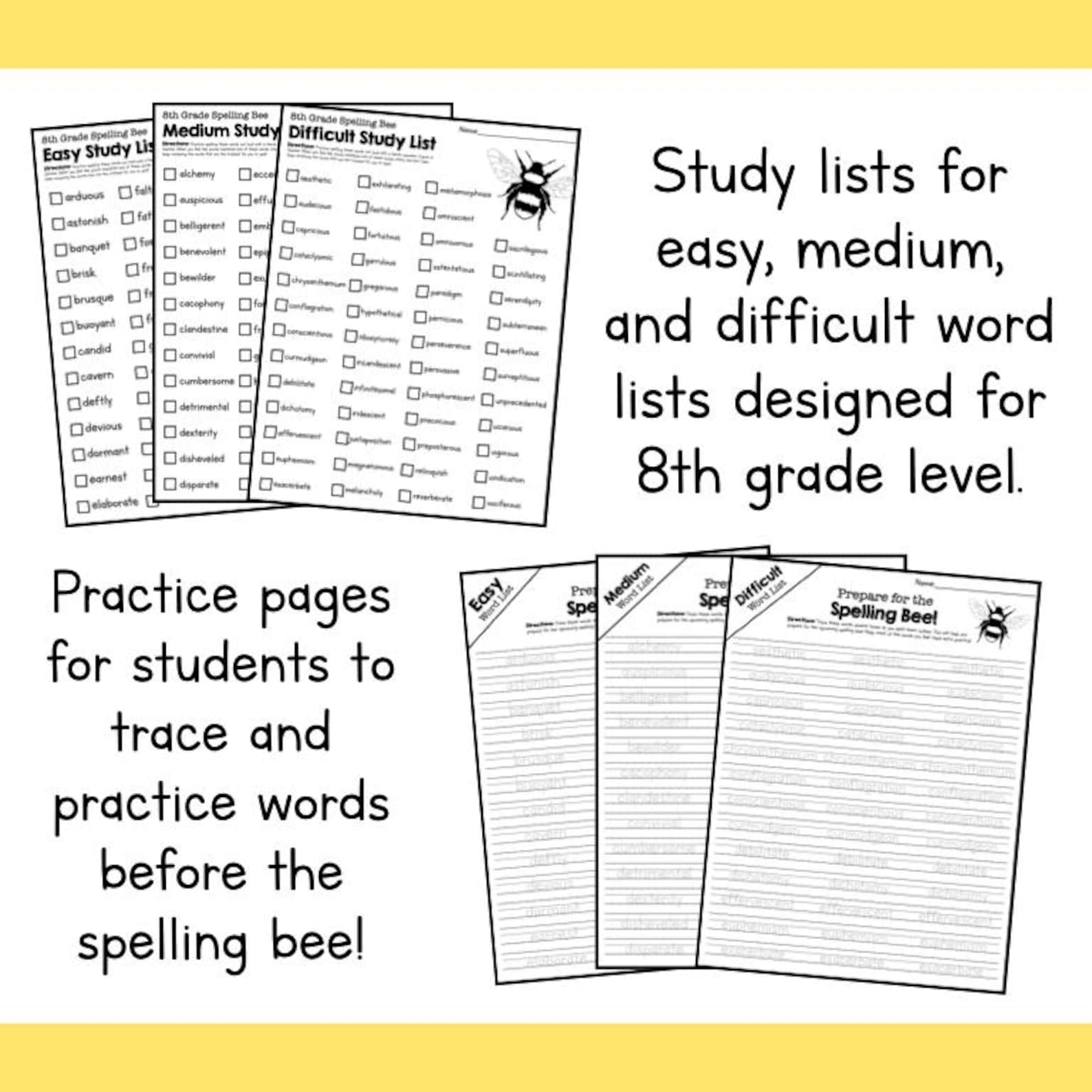 8th GRADE SPELLING Bee Word List PDF – Everything You Need to Host a ...