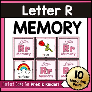 CUTE LETTER R Memory Game Printable - Alphabet Memory Cards Pdf - Preschool and Kindergarten Learning Game - Digital Download Abc Game
