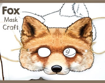 Fox Paper Mask Craft Template | Printable Animal Themed Party Mask | Eco Friendly Paper Animal Mask | Home Creative Gift For Children