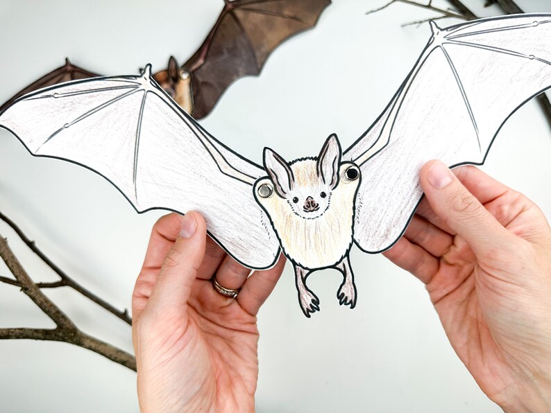 Printable Jointed BAT Puppet Craft Template Kit | DIY Articulated ...