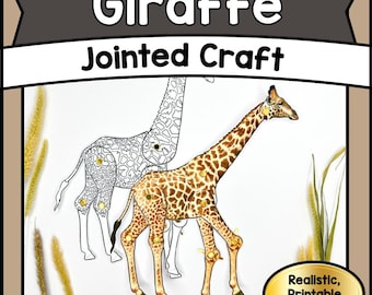 Jirafa articulada imprimible / Plantilla de animal articulado DIY / Actividad de vida silvestre para niños, imprimible, motricidad fina y educativa (PDF)