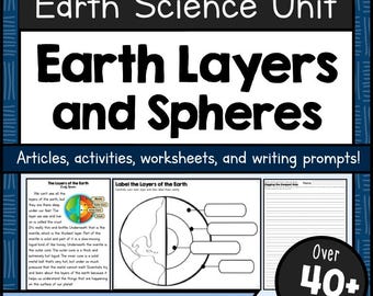 Earth Layers Spheres Unit Study Printable Earth Science Worksheets Activities PDF STEM Hands-On Homeschool Classroom 2nd-5th Grade Resource