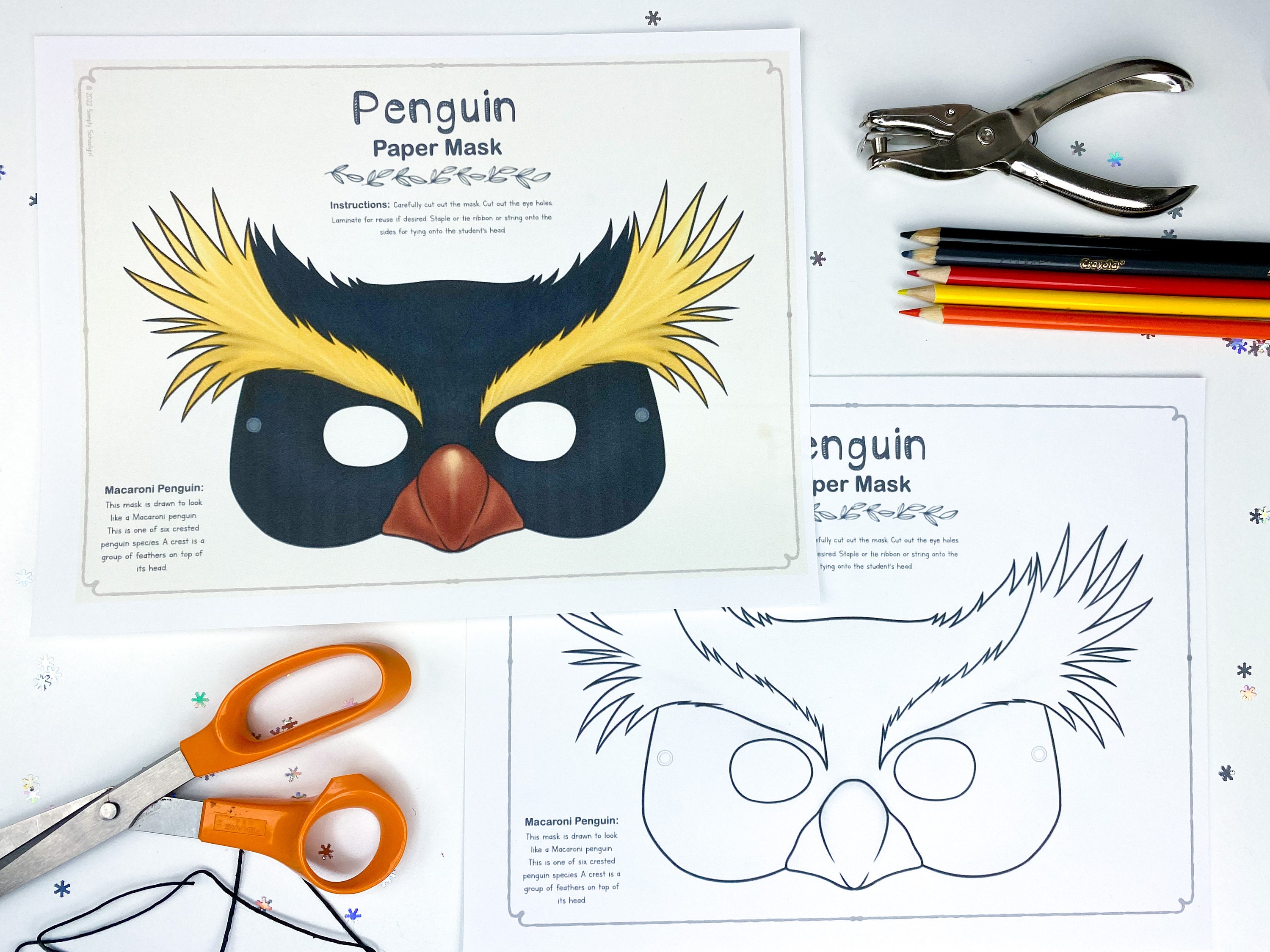 Penguin Printable Mask Template Articulated Penguin Instant Download
