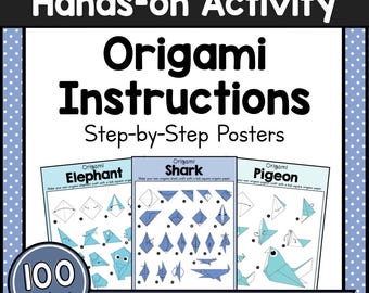 Origami Instructions Printable, Step by Step Origami Posters, Animal Paper Folding PDF, Classroom Homeschool Quiet Time Activity Pack