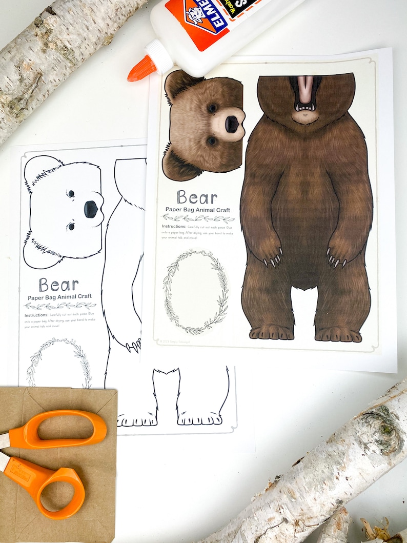 bear-paper-bag-puppet-printable-craft-template-instant-download-etsy