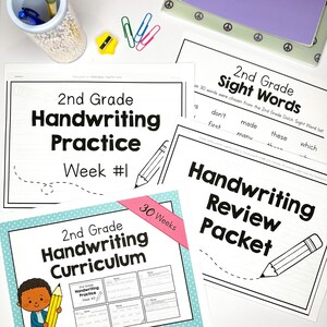 2nd GRADE HANDWRITING Curriculum PDF - 30 Weeks of Printable Writing Worksheets - Homeschool Letter and Sight Word Practice Pack image 2