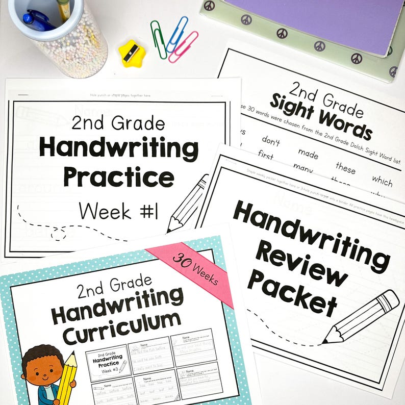 2nd GRADE HANDWRITING Curriculum PDF - 30 Weeks of Printable Writing Worksheets - Homeschool Letter and Sight Word Practice Pack image 2