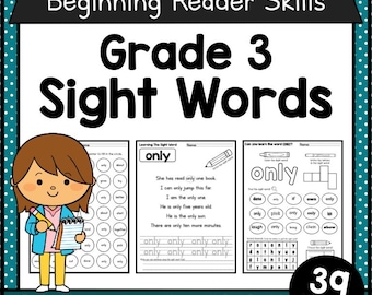 3rd Grade Sight Words Printable Activities • 39 Dolch Sight Words Worksheets • Flash Cards & Bingo, Preschooler Emergent Reader Bundle PDF