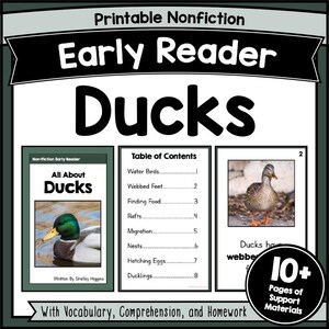 DUCKS Fluency in Reading Comprehension Worksheets Stories with Question for Kindergarten, 1st-2nd Grade Decodable Passages Activities PDF