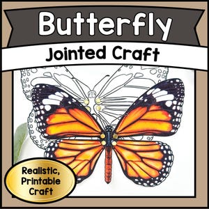 Printable Jointed BUTTERFLY Puppet Craft Template | DIY Articulated Paper Insect PDF | Educational Nature Activity