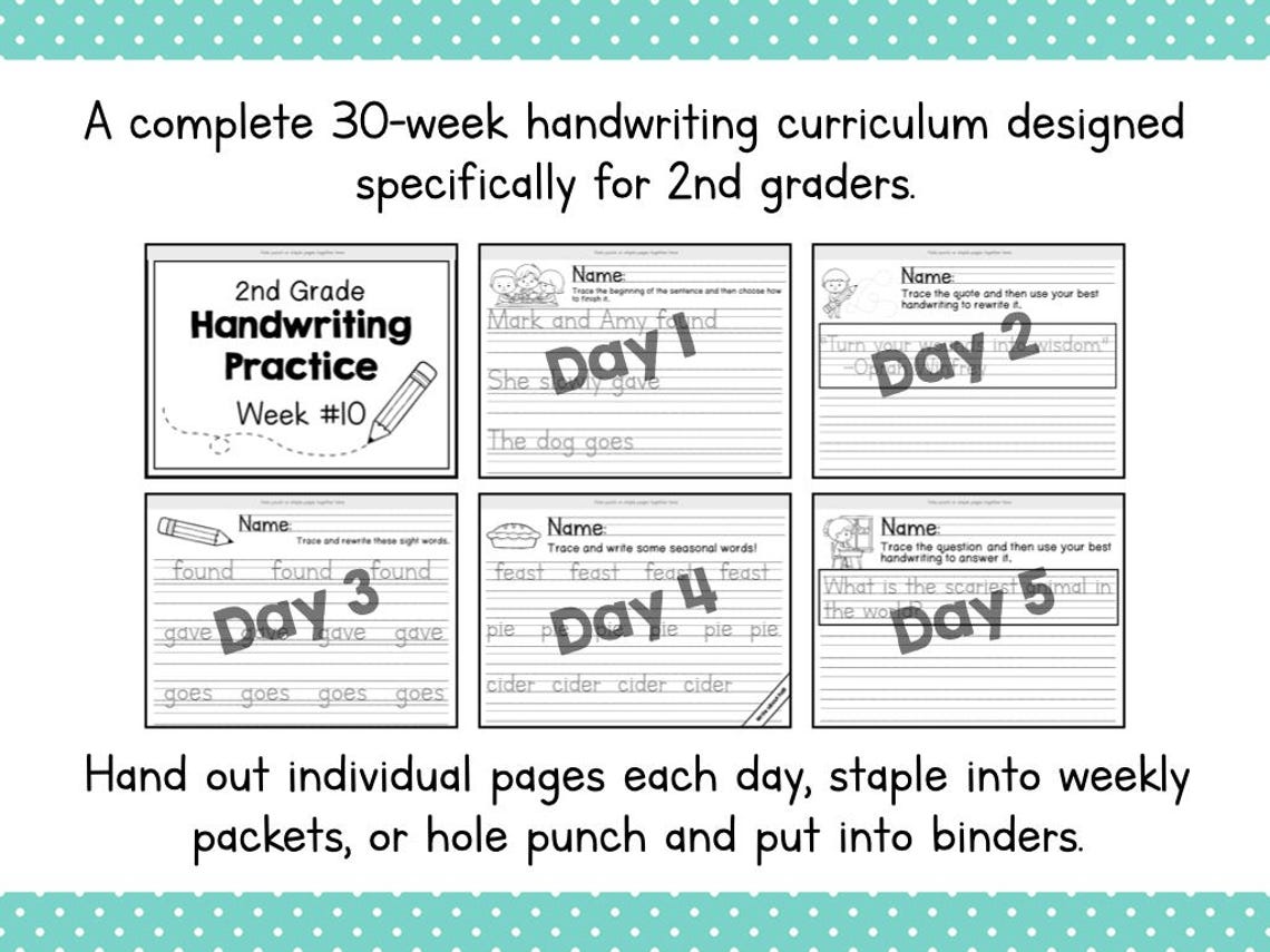2nd Grade Handwriting Curriculum | Complete Full-year Printable ...