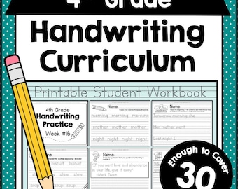 4th GRADE HANDWRITING Curriculum PDF - 30 Weeks of Printable Writing Worksheets - Homeschool Letter and Sight Word Practice Pack
