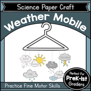 Weather Mobile Paper Craft Printable, Meteorology & Earth Science Activity for Kids, Hands-On Weather Patterns Lesson, Classroom PDF