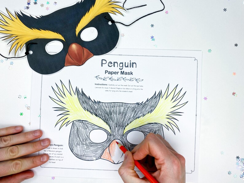 Penguin Printable Mask Template Articulated Penguin Instant Download