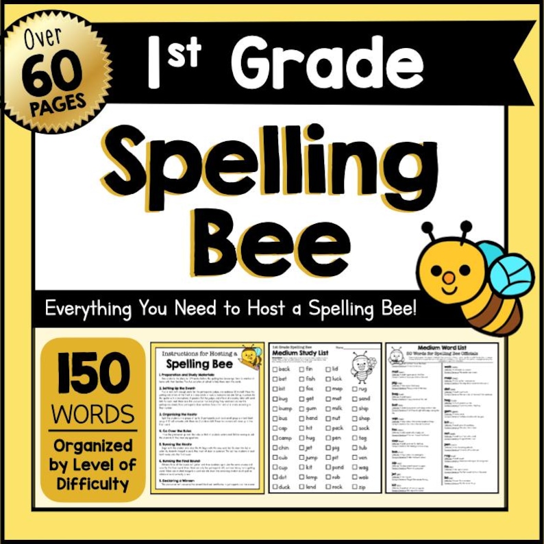 1st GRADE SPELLING Bee Word List PDF – Everything You Need to Host a ...